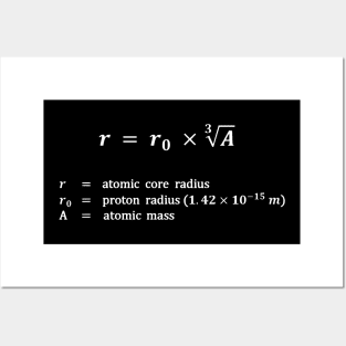 Formula, atomic core radius, white Posters and Art